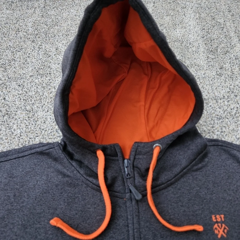 North Face Men’s Zip Up Sweatshirt Size XL Full Zip Hoodie Jacket Gray Orange